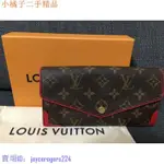 二手 LV M61184 SARAH RETIRO 櫻桃紅 經典老花 釦式 長夾