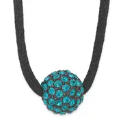 Fashion 1928 Jewelry Black-Plated Teal Glass Stones Fireball Adjustable 16 Inch Satin Cord Necklace With 3 Extension