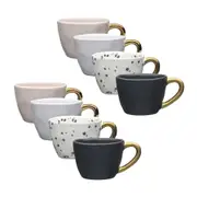 2x 4pc Ecology Speckle 60ml Espresso Cups w/Gold Handle Coffee Mug Drinkware Set