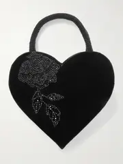 [Clio Peppiatt] Clio Peppiatt - Nightshade Bead-embellished Velvet Tote - Black - One size One size Black