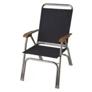 Morgan Rec. Deck Chair Foldable Navy BLUE Alum High Back Frame Boat RV Camper