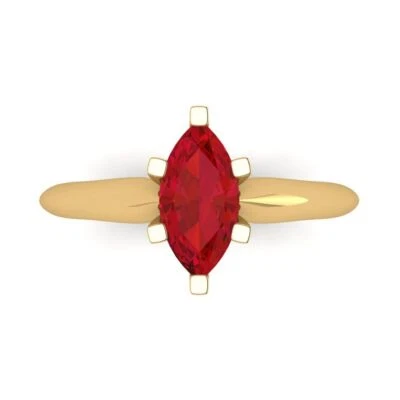 1Ct Marquise Cut Ruby 14K/18K Gold Solitaire Engagement Promise Bridal Ring