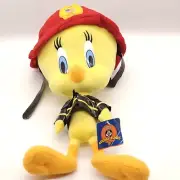 Vintage Tweety Bird Looney Tunes Fire Fighter Plush Doll New With Tag 2002 Nanco