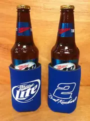 Miller Lite Beer # 2 Brad Keselowski Can Bottle Koozie Cooler - NEW F/S Set of 2