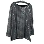 NWT Chico's Houndstooth Sequin Tunic Top Green Black Womens Plus Size XXL