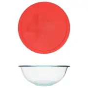 Pyrex (1) 326 4qt Glass Mixing Bowl and (1) 326-PC 4qt Red Mixing Bowl Lid