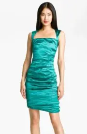 Nicole Miller Techno Metal Dress Sz 4 Turquoise