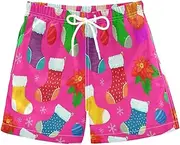 [RPLIFE] Swimming Trunks for Kids, Anti Chafe Swim Trunks for Boys 2 T, Colorful Stockings Pink