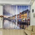 Special shops orderly by the river Printing 3D Blockout Curtains Fabric Window