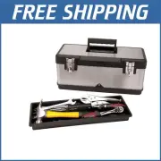 Lightweight 20-Inch Steel Tool Box with Strong Double Latch and Tray