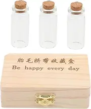 Abaodam Wooden Fetal Hair Preserving Box with Teeth Collection Bottle Keepsake Organizer for Fetal Hair and Teeth Compact Design with Buckle for Easy Access Souvenir Storage