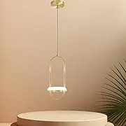 Modern Minimalist LED Pendant Light Chandelier Led 21W Hanging Linear Tube Light Gold Bedside Lamps for Bedroom Restaurant Living Room Kitchen Island Hanging Ceiling Lamp (Gold)