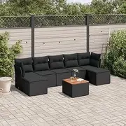 Garden Sofa Set with Cushions - Outdoor Table, Rattan Chairs for Patio, Balcony or Porch, Wicker Conversation Furniture, 8 Piece