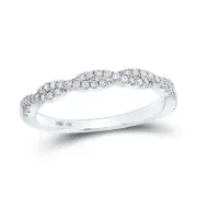 14kt White Gold Womens Round Diamond Twist Stackable Band Ring 1/4 Cttw