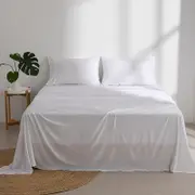 Dreamaker Superfine Washed Microfibre Sheet Set White (Single, King Single, Double, Queen, King, Super King)