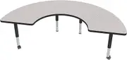 Half-Moon Adjustable-Height Mobile Preschool Activity Table, Gray Nebula Top / Black Edge Band