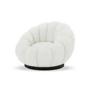Beare Boucle Swivel Accent Chair - Cream White