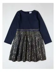 [Origami] Mikayla Brocade Ponte Dress in Navy