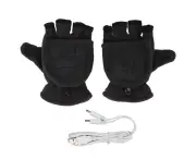 Usb Heating Gloves Double Heating Half Fingers Warm Washable Electric Laptop Gloves For Outdoor Gray