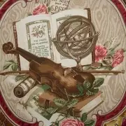 Stroheim & Romann Sonata Music Violin Roses Linen Print Drapery Decorator Fabric