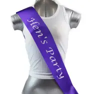 Hens Night Party Bridal Sash Purple/White - Hen's Party