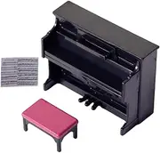 [Abaodam] 1 Set Dollhouse Piano Mini Baby Dolls Doll House Furniture Mini Piano Stool Dolls House Furniture Grand Mini Adornment Musical Miniature Furniture Toys Small Ob11 Keyboard Plastic