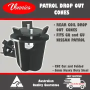 Pair of Rear BOLT IN Coil Spring Drop Out Cones suits Nissan Patrol GQ & GU