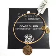 Alex and Ani NWT Vintage US Coast Guard Military Bangle Gold w/ original card