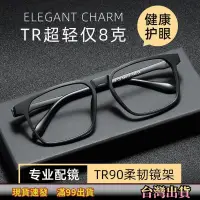 在飛比找蝦皮購物優惠-超輕無金屬TR90黑框近視眼鏡男方框有度數防藍光輻射學生眼鏡