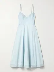[Zimmermann] Zimmermann - Acacia Paneled Denim Midi Dress - Light denim - 00 00 Blue