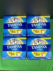 4 PK Tampax Pearl Tampons with LeakGuard Braid Regular Absorbency 36 Ct EACH