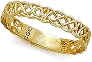 [JewelryWeb] 14k Yellow Gold Irish Claddagh Celtic Trinity Knot Band Thumb Ring-Band Style-Ring for Women and Men