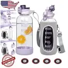 48 oz BPA Free Borosilicate Glass Water Bottle - Motivational & Stylish