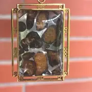 Sericho Pallasite Meteorite Rectangle Pendant Plated Stainless Steel Frame 0039