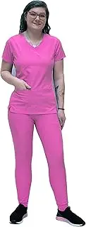 [ANGIE UNIFORMS] YOGAFLEX Stretch KNIT PANEL Top and Yoga Jogger Scrub Pants. Soft & Stretchy Jogger Scrub Set