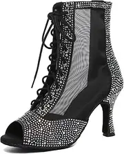 [Minishion] Womens Sequin Ballroom Dance Shoes Fashion Party Prom Ankle Boots L562