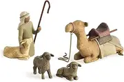[Willow Tree] Shepherd and Stable Animals, Surrounding New Life with Love and Warmth, Build a Holiday Tradition with Classic Nativity Set, 4 Sculpted Hand-Painted Figures: Sheep, Camel, Shepherd, Goat