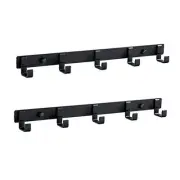 2 Pack Hat & Coat Rack - Wall Mounted Aluminum Alloy Hook Rack (5 Hooks Black)