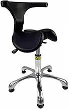 Professional Saddle Stool Chair with Back Support Wheels,Height Adjustable Swivel Saddle Chair,Adjustable Salon Chair