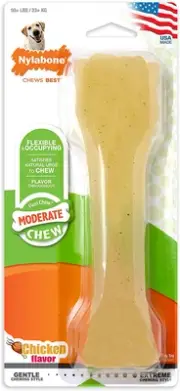 Nylabone FlexiChew Dental Bone Chicken Flavored Toy for Large Dogs - 12 Pack
