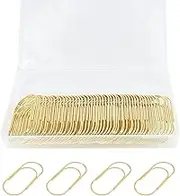 Jumbo Gold Paper Clips, Large Paper Clip, 2 inch / 50mm, Smooth, 50 Pack