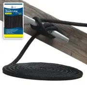 5/8" x 25' - Black (2 Pack) Durable Double Braided Nylon Dock Line - For Boats