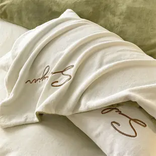 牛奶絨刺繡四件套布魯斯系列床包組 加厚法蘭絨床組 雙人 加大床包四件組 被單 冬季絨毛床組