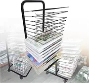 Metal Art Drying Easel,Movable Folding Drying Easel,Paper Work Drying and Display Storage Rack,for Creative Studios,Classrooms(30 Layers)