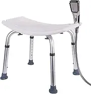 FFSPIIO White Shower Chair, for Elderly Disabled Bath Bench Bathtub Stool Adjustable Height Anti-Slip Leg ABS Shower Seat Stool Shower Chair