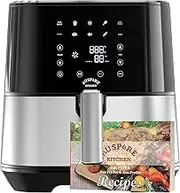 AUSPURE Air Fryer 3.5L, Premium Digital, 10 Cooking Functions, Bake, Timer, Shake Reminder, Preheat, Keep Warm, 100 Recipes, Nonstick Coating Dishwasher Safe Baskets, Black