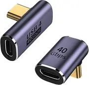 zoerbufan Pack of 2 90 Degree Angle USB-C Adapter, USB C 90° Adapter Type C Female to Male, Thunderbolt 4/3 40Gbps PD100W Charger & 8K Video for ROG, Steam Deck, Switch, Tablet and Mobile Phone (T+F)