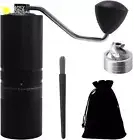 ANDCROWD Coffee Grinder, Manual Portable Grinder with External Adjustment Displa
