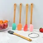 Baking Tool Cake Spatula Wooden Handle Silicone Spoon Portable Apply Cream
