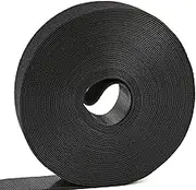 Tangyinrd Double-Sided Hook and Loop Straps, Black Hook and Loop Roll Double-Sided Strips, Self-Gripping Straps for Home, Office, Data Center, Organizing DIY and More (1in x 24.6ft)